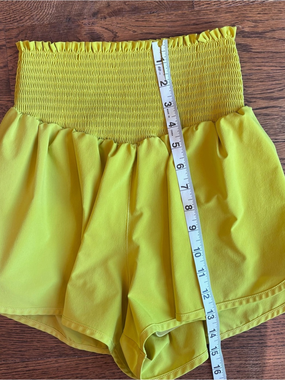 Offline by Aerie High-Waist Smocked Neon Lime Running Shorts | Green | Size M - Picture 4 of 6